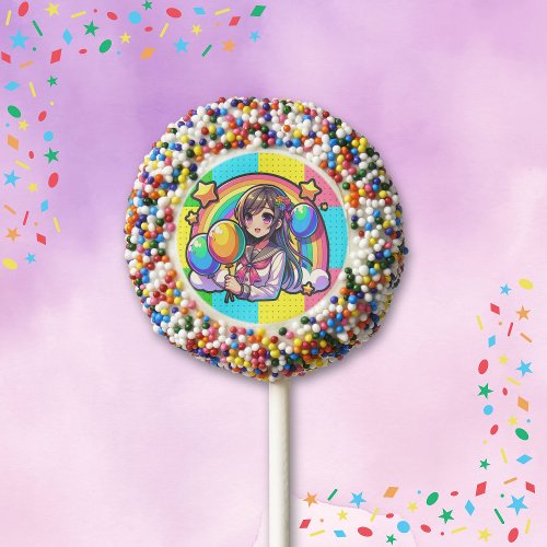 Anime Girl Colorful Pop Art Birthday  Chocolate Covered Oreo Pop