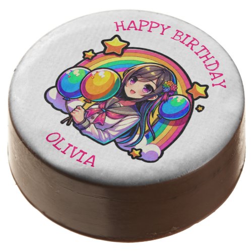 Anime Girl Colorful Pop Art Birthday Personalized Chocolate Covered Oreo
