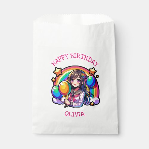 Anime Girl Colorful Pop Art Birthday Personalized Favor Bag