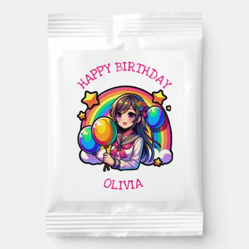 Anime Girl Colorful Pop Art Birthday Personalized Hot Chocolate Drink Mix