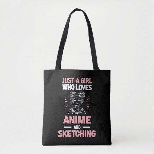 Anime Girl Cosplay Teen Manga Sketching Tote Bag