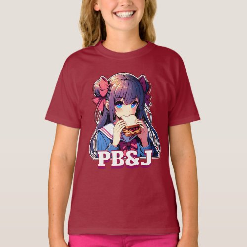 Anime Girl eating a PBJ Sandwich  T_Shirt