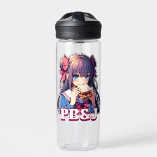 Anime Girl eating a PBJ Sandwich  Water Bottle