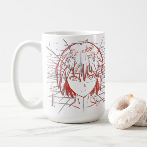 Anime girl face sketch design coffee mug