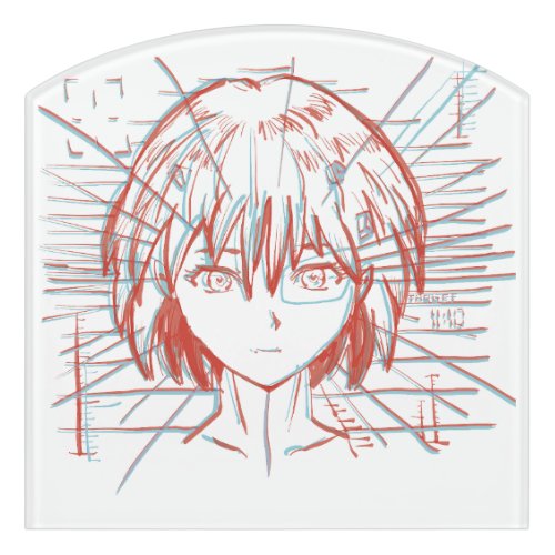 Anime girl face sketch design door sign