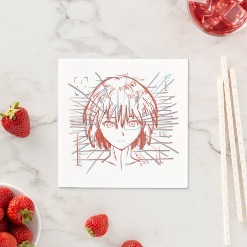 Anime girl face sketch design napkins