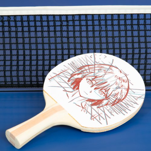 Anime girl face sketch design ping pong paddle