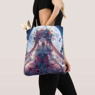 Anime Girl Flower Moon Fairy Tote Bag