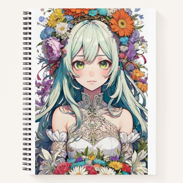 Anime girl flower  notebook (Front)