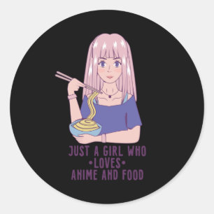 Anime Girl for Anime & Food Lover Classic Round Sticker