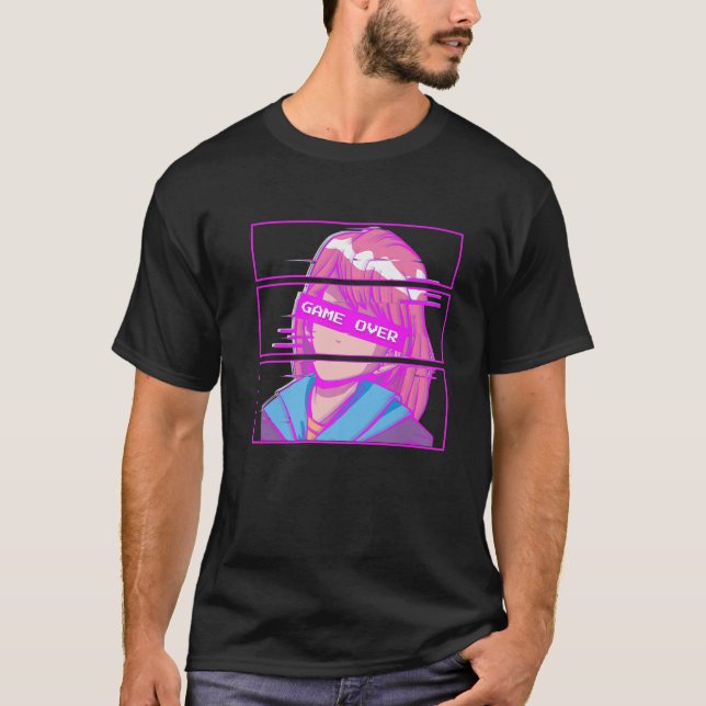 Anime Girl Game Over Senpai Japanese Episode Otaku T-Shirt (Front)
