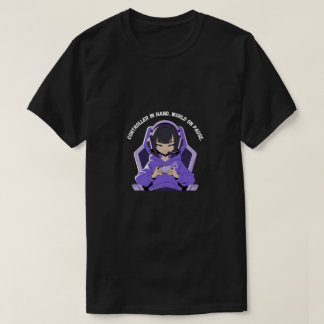 Anime Girl Gamer Purple Gaming Art T-Shirt