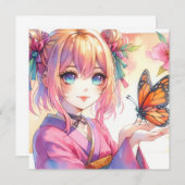 Anime Girl Holding a Butterfly (Front/Back)