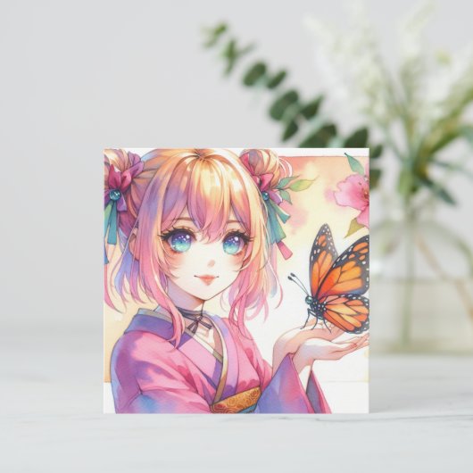 Anime Girl Holding a Butterfly (Standing Front)
