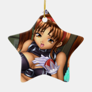 Anime Girl - Honey Ceramic Ornament