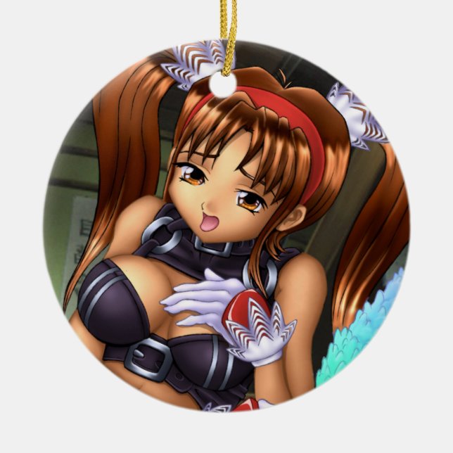 Anime Girl - Honey Ceramic Ornament (Front)