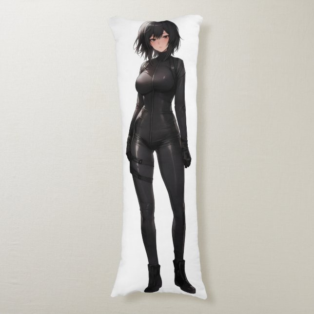 Anime Girl in Bodysuit Body Pillow (Front Vertical)