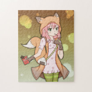 Anime Girl in Fox Cosplay Jigsaw Puzzle