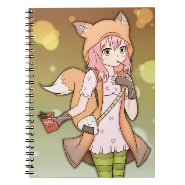 Anime Girl in Fox Cosplay Notebook | Zazzle