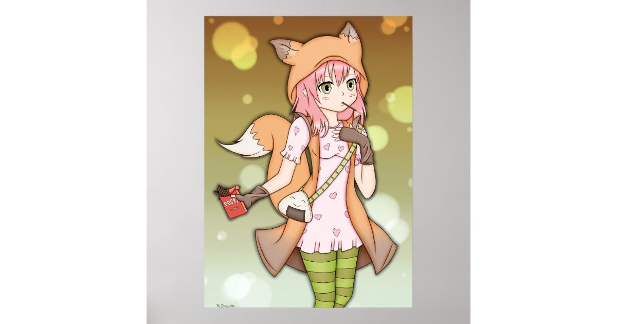 Anime Girl in Fox Cosplay Poster