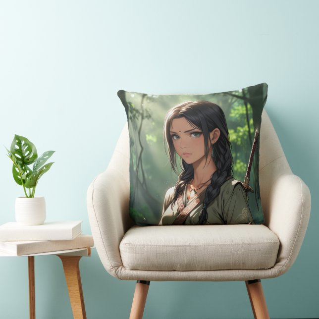 Anime Girl Jungle Booktoker Tribe Gift book lover Throw Pillow (Chair)