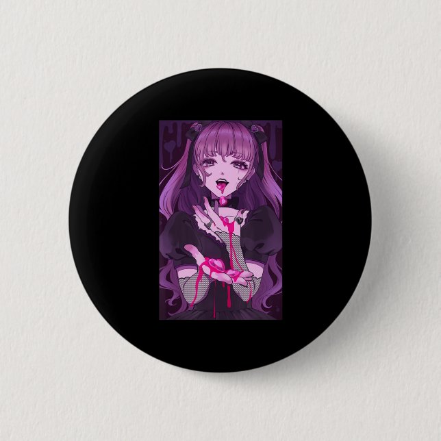 Anime Girl Kawaii Waifu Aesthetic Japanese Otaku 8 Button (Front)