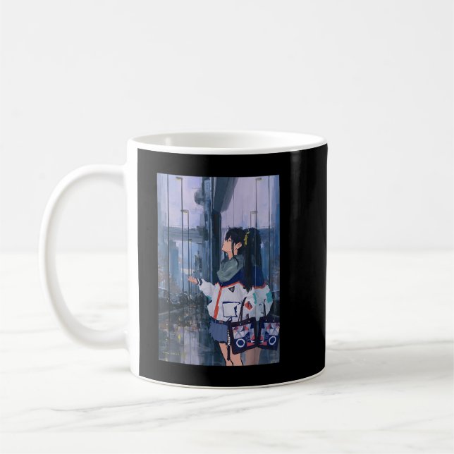 Anime Girl Kawaii Waifu Aesthetic Japanese Otaku Coffee Mug (Left)