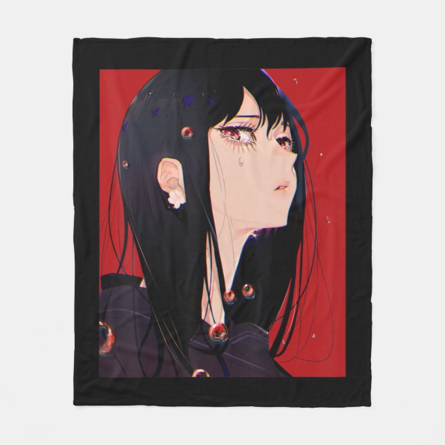 Anime Girl Kawaii Waifu Esthetic Japanese Manga O Fleece Blanket (Front)