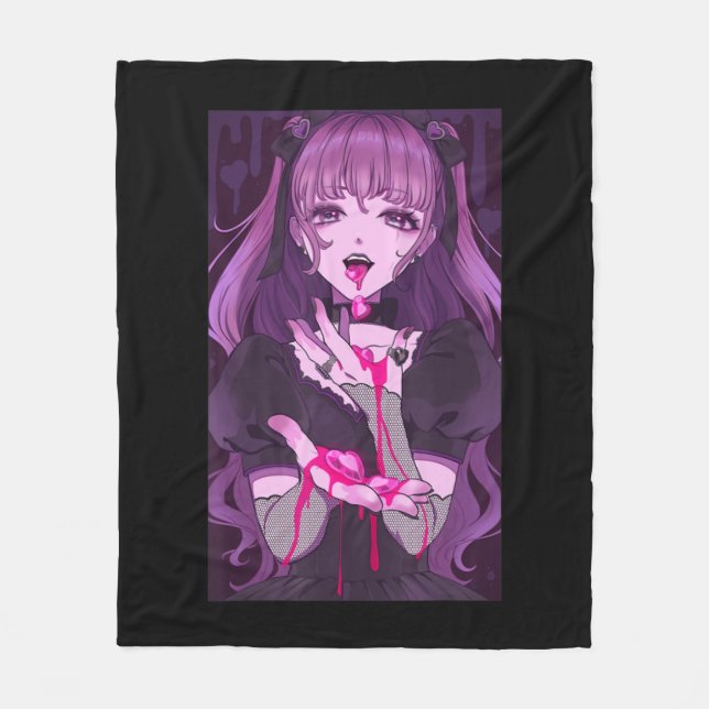Anime Girl Kawaii Waifu Esthetic Japanese Otaku 8 Fleece Blanket (Front)