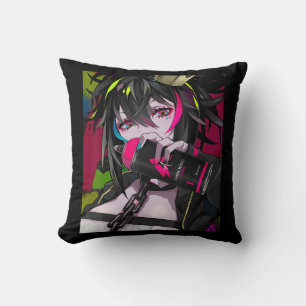 Anime Girl Kawaii Waifu Esthetic Japanese Otaku  Throw Pillow