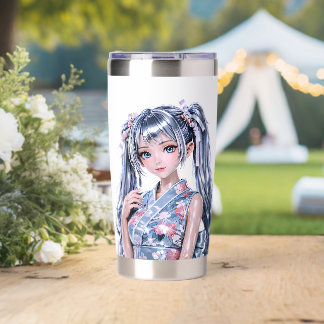Anime Girl Kimono Portrait Insulated Tumbler