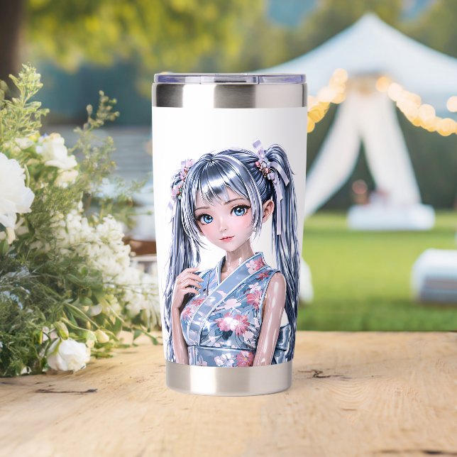  Anime Girl Kimono Portrait Insulated Tumbler (Wedding (Rotated))