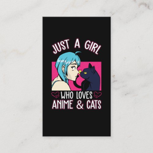 Anime Girl Love Cat Otaku Japanese Comic Manga Fan Business Card