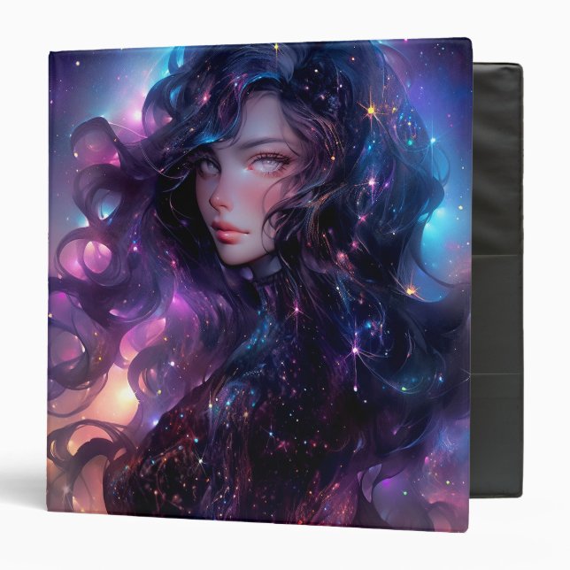 Anime Girl Made Of Stars 3 Ring Binder (Front/Inside)