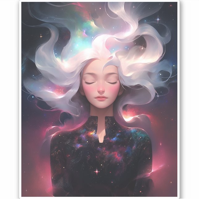 Anime Girl Made Of Stars Sticker (Front)