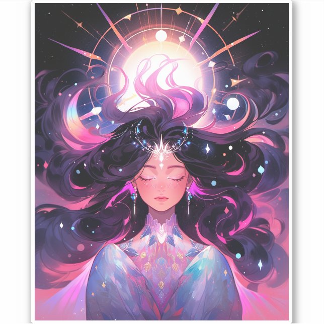 Anime Girl Magical Princess Sticker (Front)