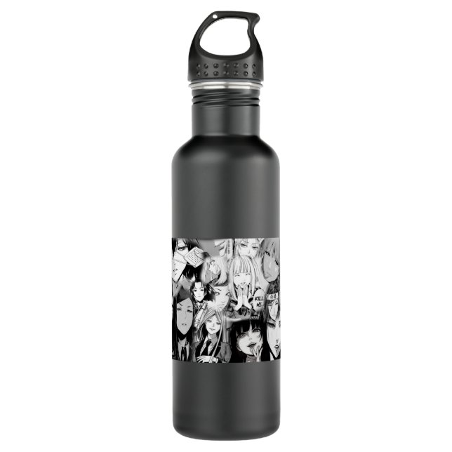 Anime Girl Manga Panel Collage  Stainless Steel Water Bottle (Front)