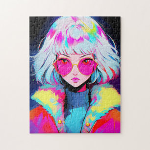 Anime Girl Modern Colorful Art Jigsaw Puzzle