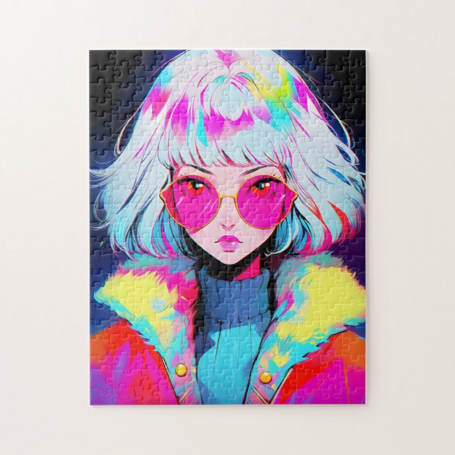 Anime Girl Modern Colorful Art Jigsaw Puzzle (Vertical)