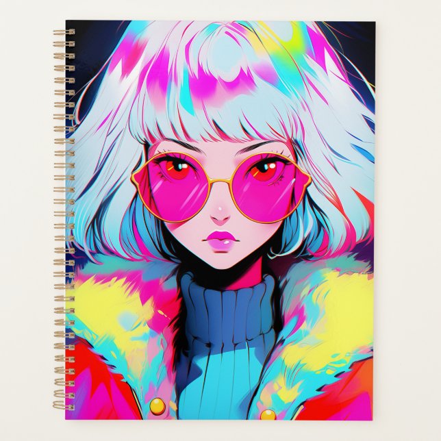 Anime Girl Modern Colorful Art Planner (Front)