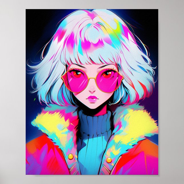 Anime Girl Modern Colorful Art Poster (Front)