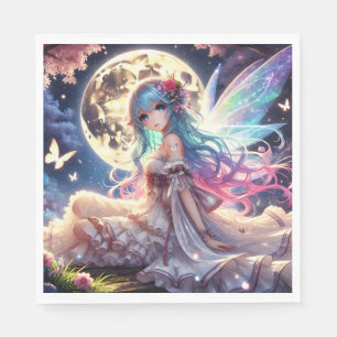 Anime Girl Moon Fairy Princess in Garden Napkins