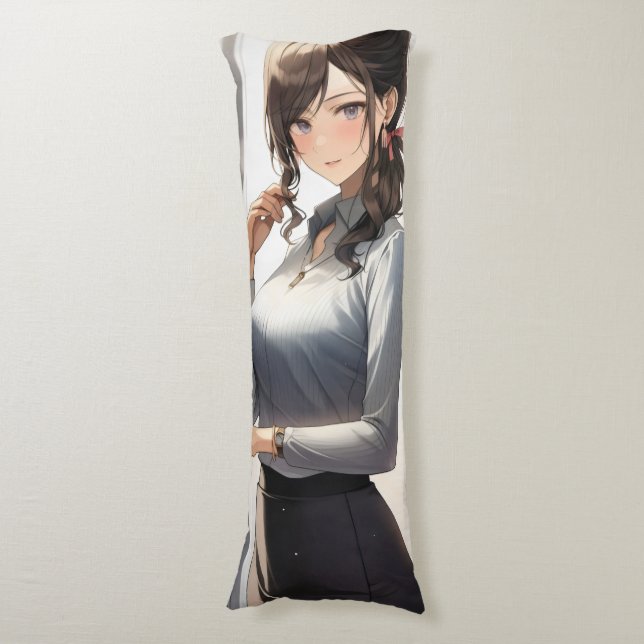 Anime Girl Office Worker Body Pillow (Front Vertical)