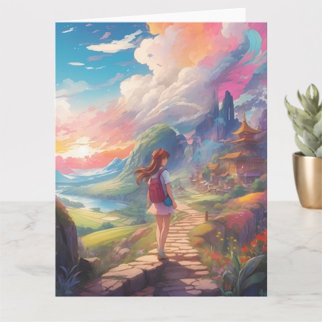 Anime Girl on Journey Card (Small Plant)