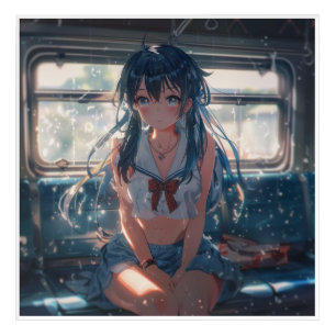 Anime Girl on Train Acrylic Print