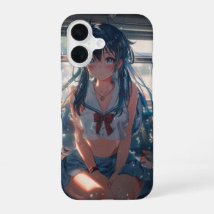 Anime Girl on Train iPhone 16 Case