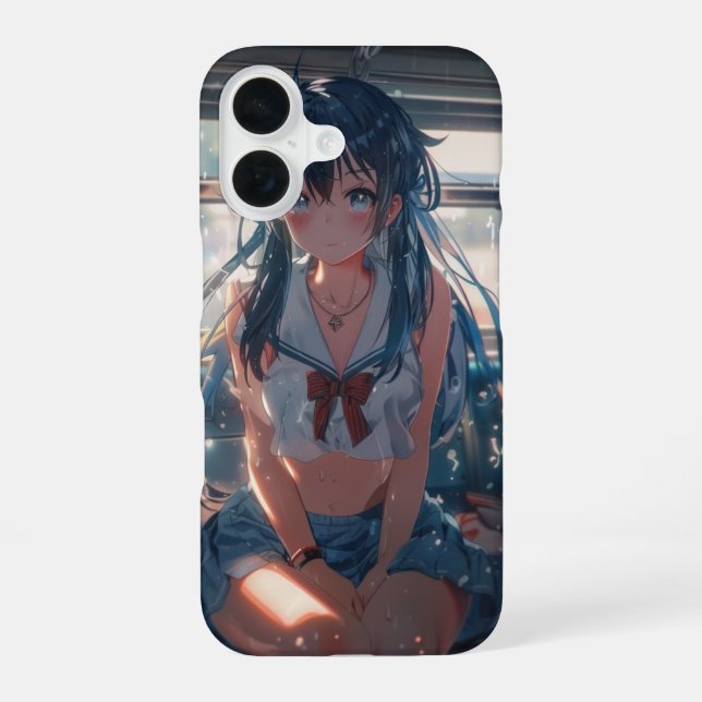 Anime Girl on Train iPhone Case (Back)