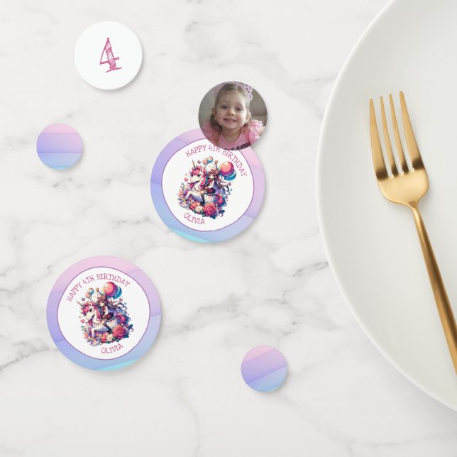 Anime Girl on Unicorn Birthday Personalized Confetti (Group)