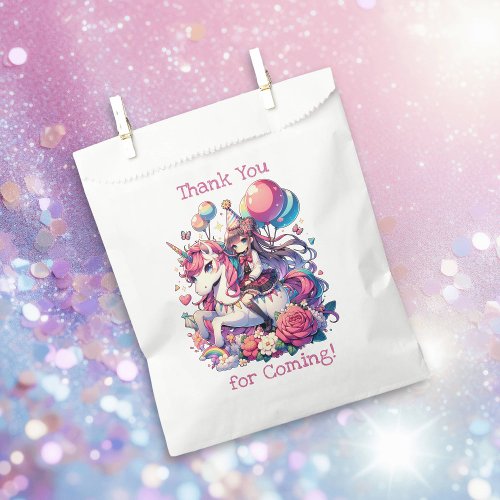 Anime Girl on Unicorn Birthday Personalized Favor Bag
