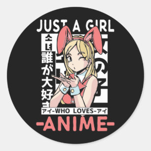 Anime Girl Otaku Teen Japanese Comic Fan Classic Round Sticker